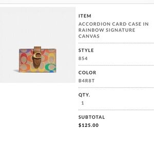 Coach Rainbow Canvas Card Holder Wallet with Buckle